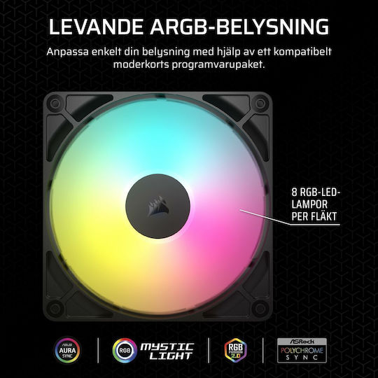 Corsair RS140 Case Fan 1700rpm 95.5cfm with ARGB Lighting and 4-Pin PWM Connection