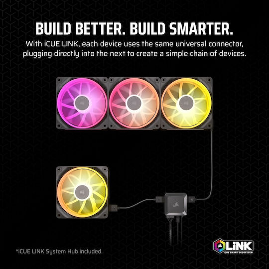 Corsair iCue Link LX140 Case Fan (2000rpm / 84.7cfm) με RGB Φωτισμό και Σύνδεση 4-Pin PWM 2τμχ
