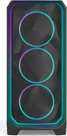Fractal Design Meshify 3 Ambience Pro RGB Light Tint Gaming Midi Tower Κουτί Υπολογιστή με Πλαϊνό Παράθυρο Μαύρο