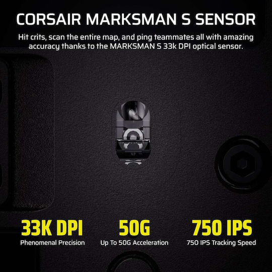 Corsair Scimitar Elite SE MMO Ασύρματο Gaming Ποντίκι 33000 DPI Gun Metal
