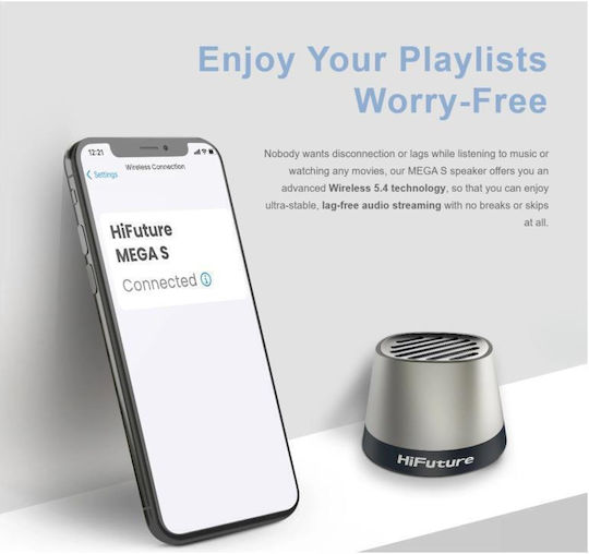 HiFuture Mega S Ηχείο Bluetooth 5W με Διάρκεια Μπαταρίας έως 10 ώρες Μαύρο