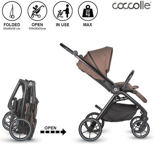 Coccolle Serry Ρυθμιζόμενο Καρότσι 2 σε 1 Kατάλληλο για Nεογέννητο Light Taupe