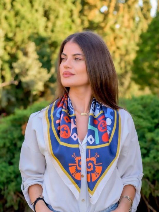 Kalfas Luxury Silk Γυναικείο Μεταξωτό Φουλάρι Πολύχρωμο
