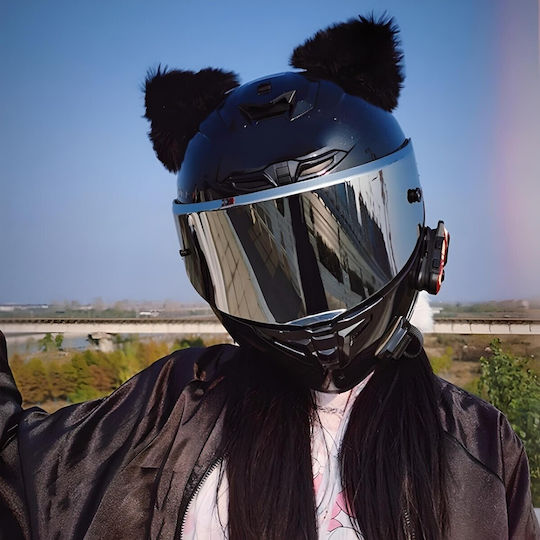 Helmet Ears Fur 2 Pcs Black
