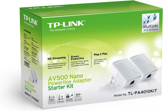 TP-LINK TL-PA4010 KIT v2 Powerline Double Wired and Ethernet Port