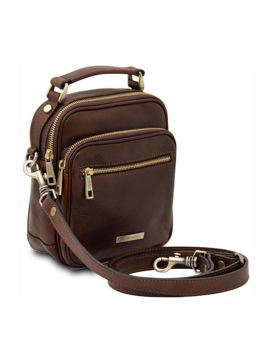 Paul Leder Herrentasche Schulter / Crossbody Dark Brown
