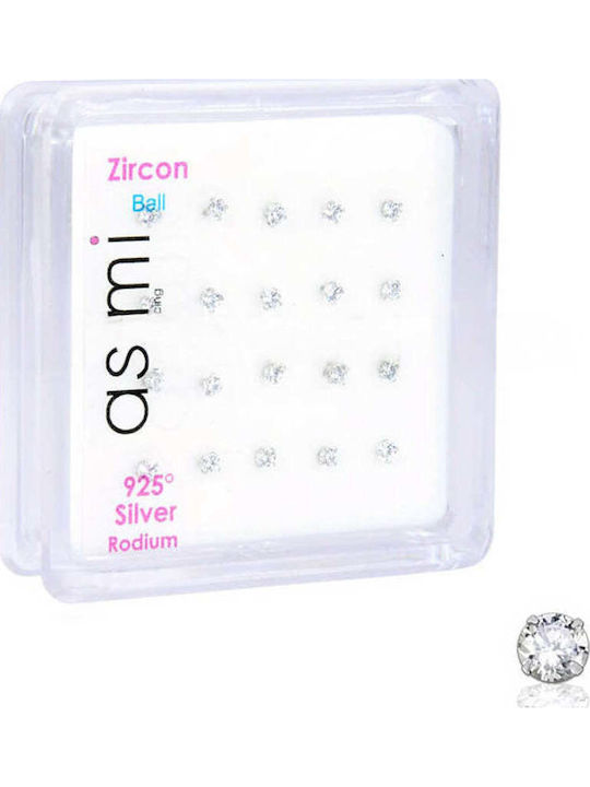 Asimi Body Piercing Σκουλαρίκι Μύτης από Ασήμι Λευκό