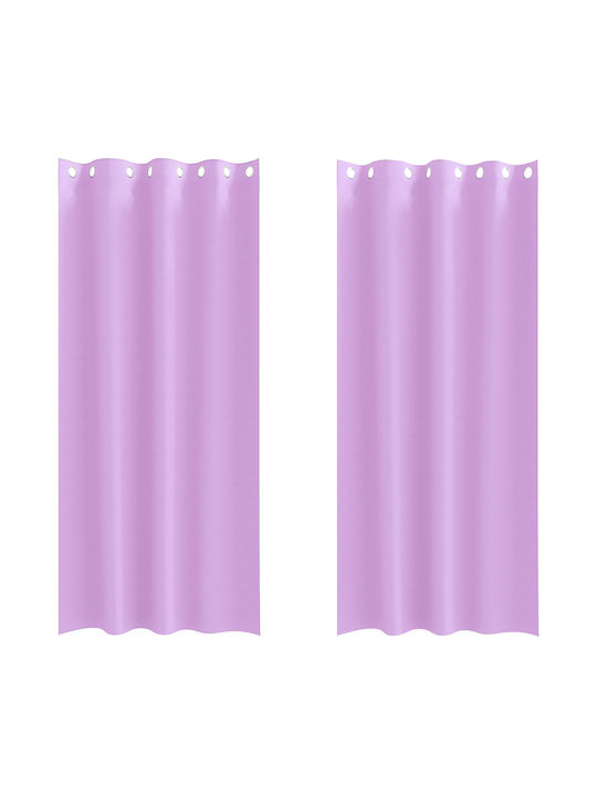 vidaXL Purple Window Curtain Set with Grommets 140x245cm