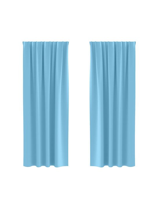 vidaXL Set Perdele Cu Coafură Albastru Deschis 140x245cm