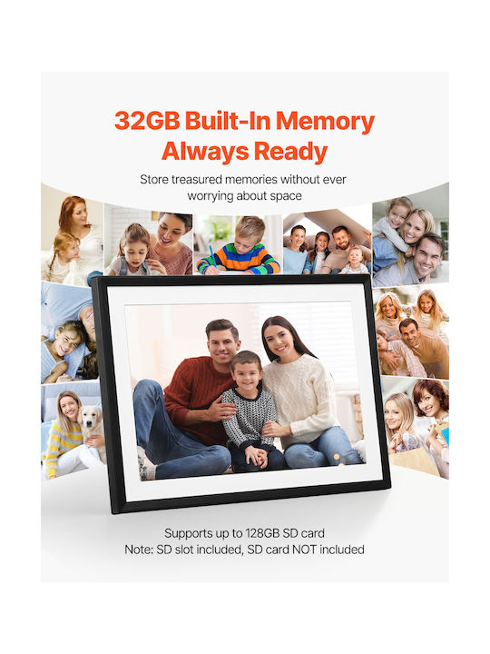 Vevor Digital Photo Frame with Touch Screen 10.1" Resolution 1280x800 with WiFi Black CKPSZXK101INQDCMO001V2