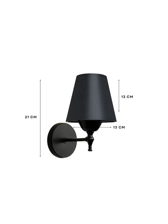 GloboStar Φωτιστικό Τοίχου Μαύρο 14x26εκ.