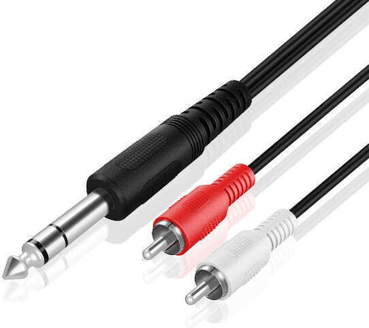Кабел 6,3 мм мъжки - RCA мъжки 1.5м Прозрачен