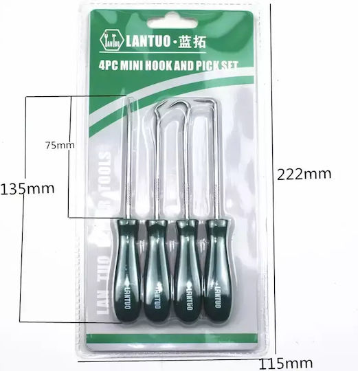 4 Pieces Seal Removal Tool 4 Hooks Hook Pick Lantuo