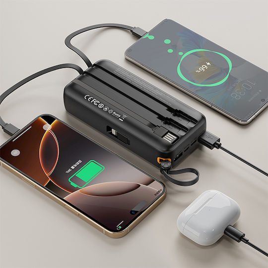 XO PR279 Power Bank 20000mAh 10W with 2 USB-A Ports and USB-C Port Black