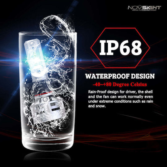 NovSight Lamps Car H4 Canbus LED 6500K Cold White 12-24V 60W 2pcs