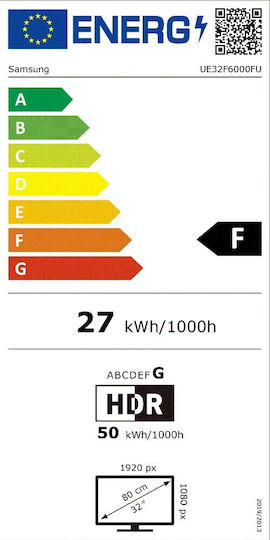 Samsung Smart Τηλεόραση 32" Full HD LED F6000F (2025) UE32F6000FUXZT