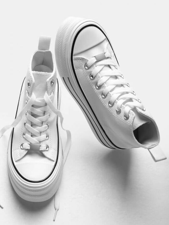 Γυναικεία Flatforms Μποτάκια Λευκό