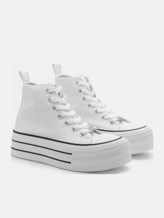 Γυναικεία Flatforms Μποτάκια Λευκό
