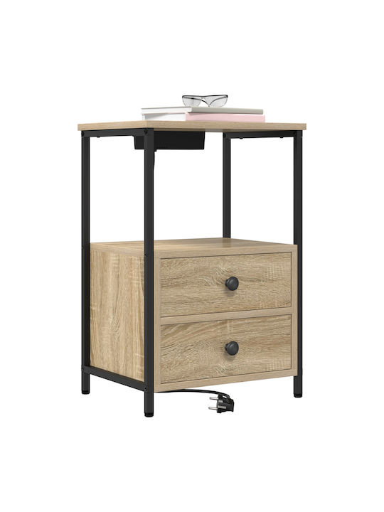 Wooden Bedside Tables Sonoma Oak 2 Pieces 40x31x60cm