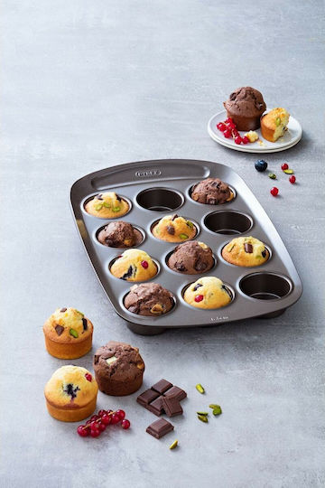 Pyrex Cupcakes/Muffins Baking Pan from Stainless Steel 12 Slots 38x25.5x3.5cm