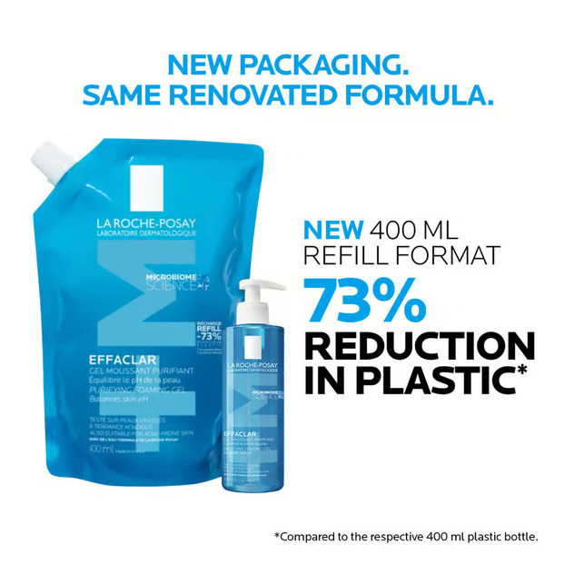 La Roche Posay Effaclar Gel Καθαρισμού Προσώπου Κατά των ατελειών & Έλεγχο λιπαρότητας Refill 400ml