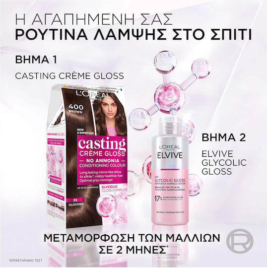 L'Oreal Paris Casting Creme Gloss Vopsea Temporară de Păr Fără Amoniac 500 Șaten Mediu 48ml