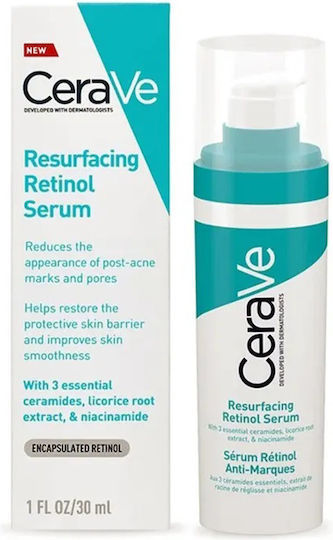 CeraVe Resurfacing Retinol Αντιγηραντικό Serum Προσώπου με Ρετινόλη & Νιασιναμίδη για Λεύκανση & Ακμή 30ml