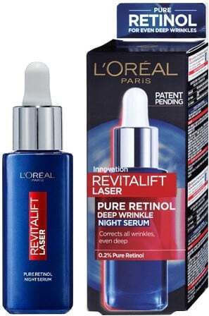 L'Oreal Paris Revitalift Laser Night Feuchtigkeitsspendend & Anti-Aging Serum Gesicht mit Retinol für Straffung 30ml