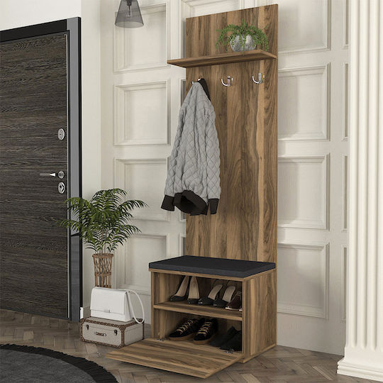 Track Entry Furniture with Hanger / Shoe Rack & Bench Walnut 60x38.2x190cm Track Entry Furniture with Hanger / Shoe Rack & Bench Walnut 60x38.2x190cm