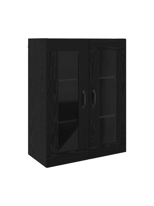 Висулка Витрина за хол от ПДЧ със Стъкло Черно 69.5x34x90см