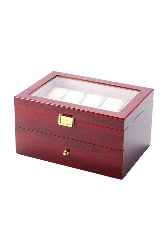 Cute Wooden Watch Case for Storing and Organizing 20 Watches Pufo Premium Tiered Model with Drawer