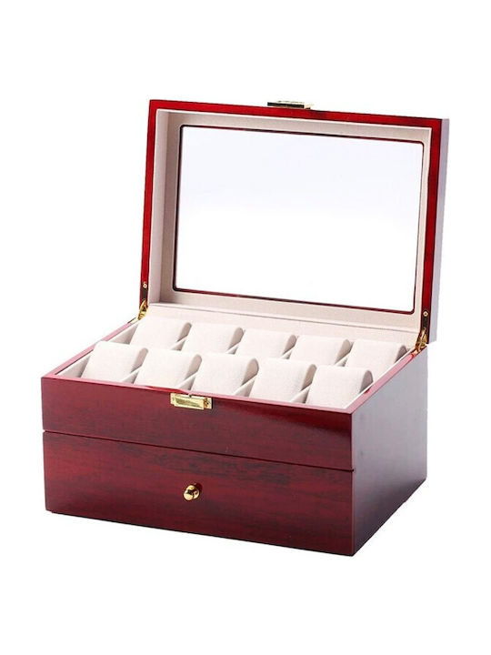 Cute Wooden Watch Case for Storing and Organizing 20 Watches Pufo Premium Tiered Model with Drawer