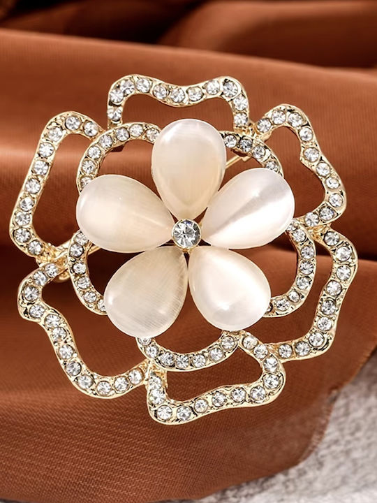 Pin Collar Bar Ellegant Flower Flower made of Gold Yellow