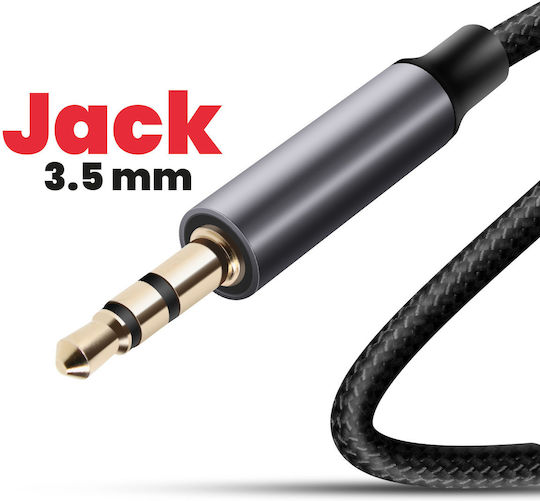 Swissten USB Typ-C Zu 3.5mm Jack Audio Auxiliary Kabel Geflochtenes Nylon 1,5m Schwarze