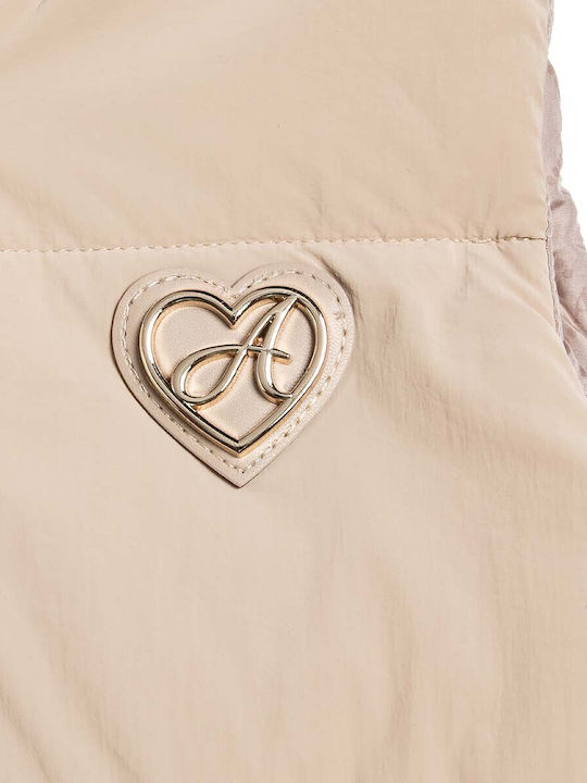 Kids Quilted Sleeveless Double Sided Jacket with Hood Beige