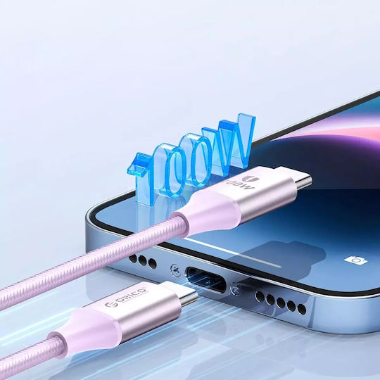 Orico USB 2.0 Cable USB-C Male - USB-C 100W PD Purple 1m