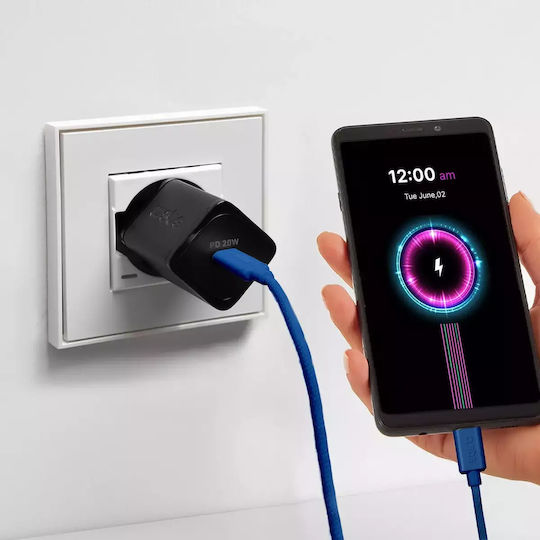 SBS Braided USB 2.0 Cable USB-C Male - USB-C 60W PD Blue 1.5m