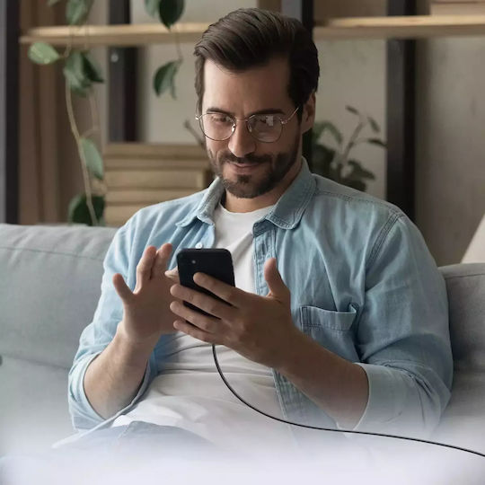 SBS Braided USB 2.0 Cable USB-C male - USB-C 60W PD Μαύρο 1.5m