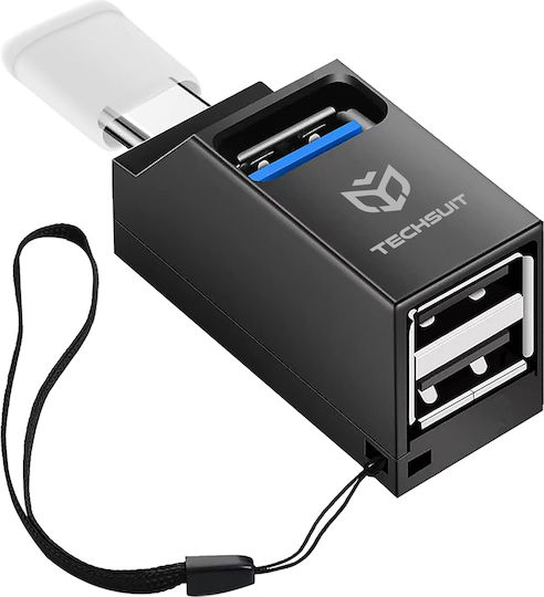 Techsuit USB-Hub 3 Anschlüsse USB 2.0 mit USB-C Anschluss