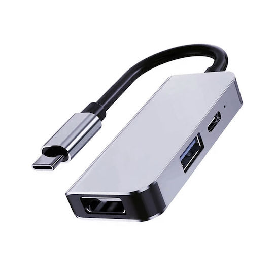 Techsuit H4 USB-C Docking Station με HDMI 4K PD Γκρι