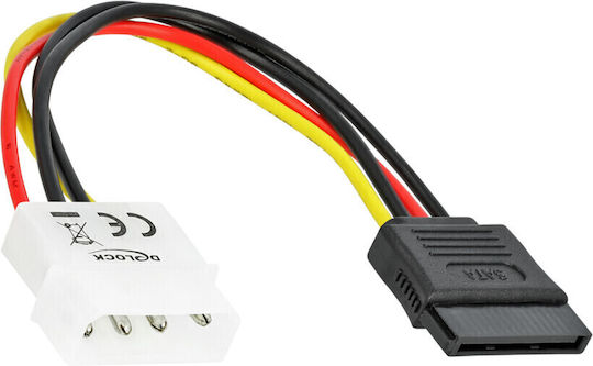 Delock Molex 4 Pin To Sata 15 Pin Cable 12 Cm