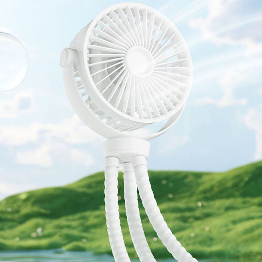 Techsuit Baby Kinderwagen Ventilator Vp1 Tragbarer 360° Flexibler Stativ Clip 4000mah Weiß