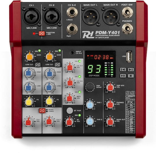 Power Dynamics PDM-Y401 SOCON466 Analog Console 4 Channels with Phantom Power & 2 XLR Inputs & Bluetooth