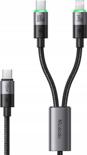 Mcdodo Καλώδιο Γρήγορης Φόρτισης Usb-c 2in1 Iphone 14 Macbook Led 100w 2m