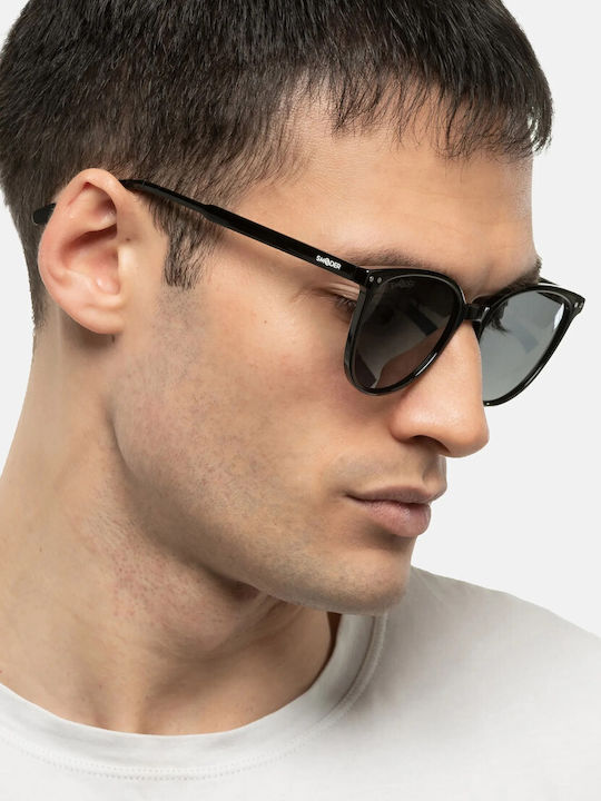 Smooder Unisex Sonnenbrille mit Transparent Kunststoff Gestell und Schwarz Linse YAS04