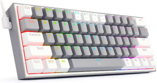 Redragon K617 FIZZ Gaming Μηχανικό Πληκτρολόγιο 60% με Custom Red διακόπτες και RGB φωτισμό (Αγγλικό US) Γκρι / Λευκό