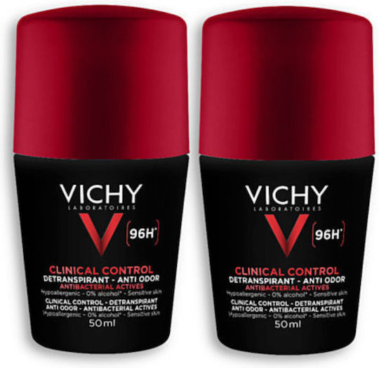 Vichy Homme Clinical Control Anti-Transpirant Deodorant 96h in Roll-On 2x50ml