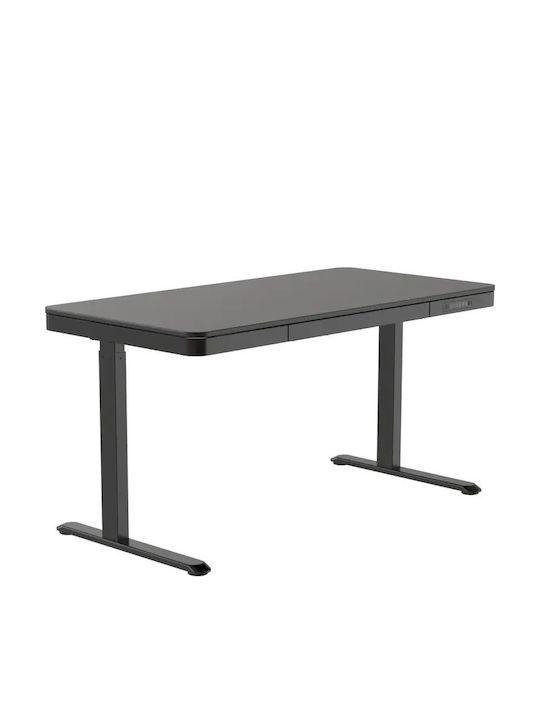 Desk Wooden Black with Metal Legs & USB ports 140x70x50cm