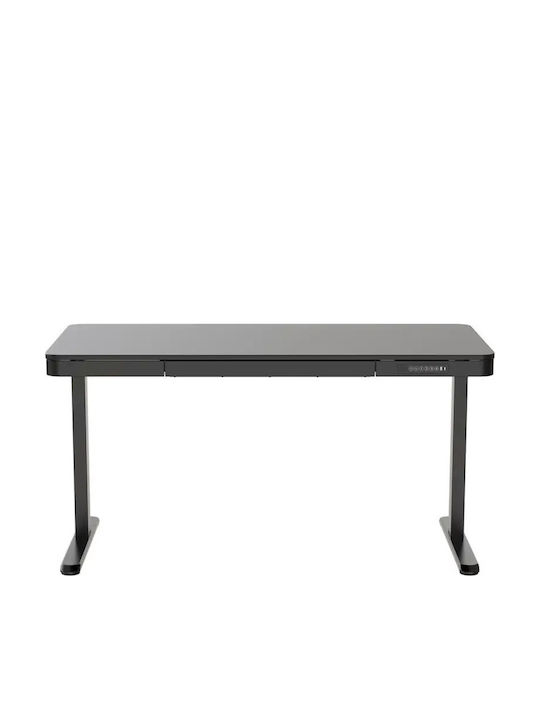 Desk Wooden Black with Metal Legs & USB ports 140x70x50cm
