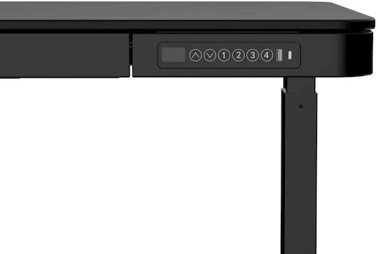 Desk Wooden Black with Metal Legs & USB ports 140x70x50cm